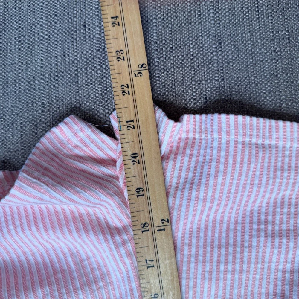 Vince Camuto Girls Pink White Striped Ruffle Sleeve Romper Size 10